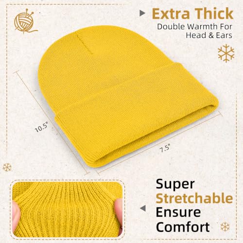 ZOORON Beanie for Men Women Slouchy Winter Beanie Hats Cuffed Skull Caps - color: 1pack-bright Yellow