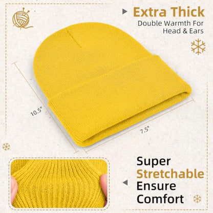 ZOORON Beanie for Men Women Slouchy Winter Beanie Hats Cuffed Skull Caps - color: 1pack-bright Yellow