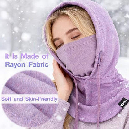 Balaclava Ski Mask, 4-in-1 Warm Adjustable Neck Gaiter for Men Women - color: Light Purple