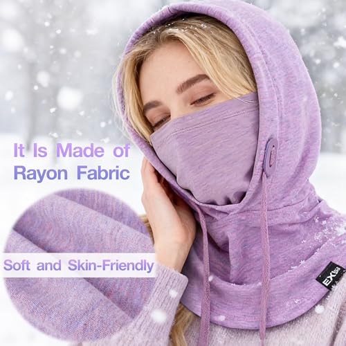 Balaclava Ski Mask, 4-in-1 Warm Adjustable Neck Gaiter for Men Women - color: Light Purple