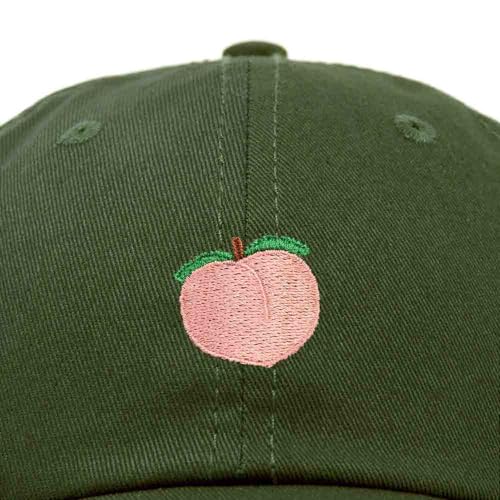 DALIX Peach Embroidered Dad Cap Cotton Baseball Hat Women - color: Olive