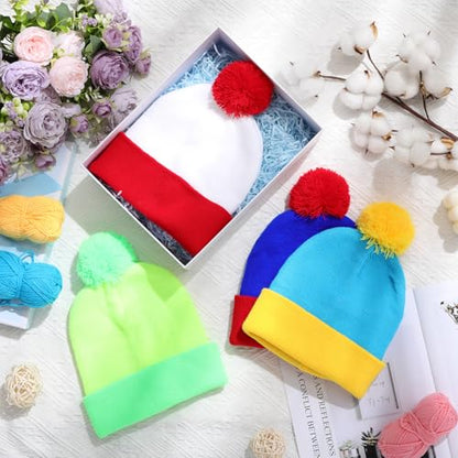 Shinymoon Halloween Knit Pom Beanie Hat Cosplay Headwear - color: Lake Blue