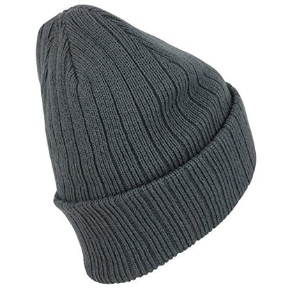Armycrew 3M Thinsulate Insulation Fleece Lined Long Cuff Ribbed Beanie - color: Charcoal