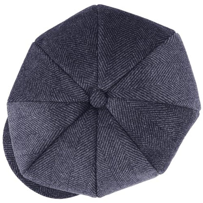 Mens Newsboy Cap High Woolen Tweed Gatsby Hat Ivy Cabbie Flat Golf Cap for Fathers Women Unisex - color: Herringbone Grey 1, size: 7 1/4-7 1/2