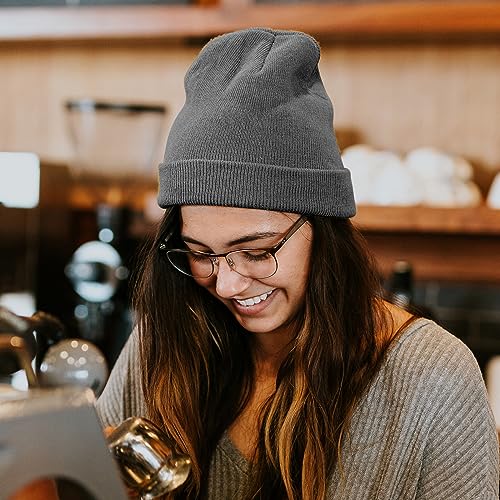 Rosoz Beanie for Men Women Cuffed Knit Hat Winter Beanies Skull Cap Unisex - color: Gray