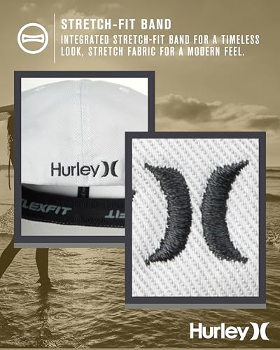 Hurley Mens Curved Brim Flexfit Baseball Cap - color: Cool Grey, size: Small-Medium