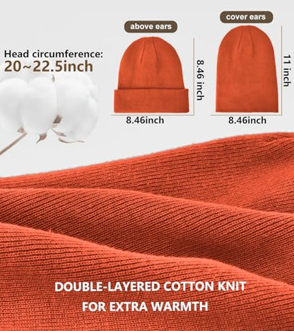 100% Cotton Beanie for Women Men Soft Knit Beanies Warm Winter Hat - color: Orange