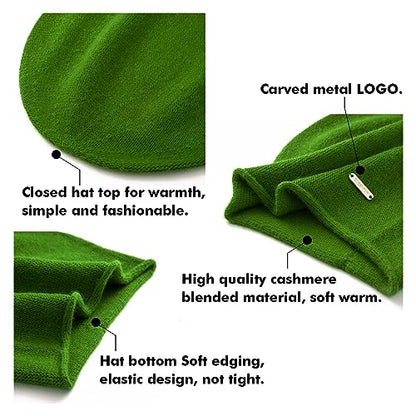 Knit Slouchy Beanie Hats for Women Cashmere Ski Cap Knitted Wool Soft Warm Winter Hat - color: A17-green
