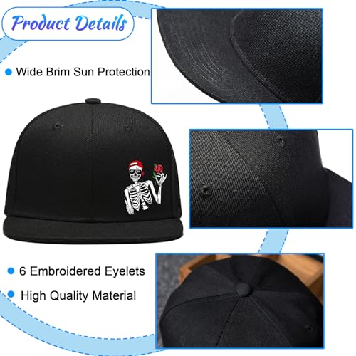Flat Bill Hats for Men Black Snapback Hats for Men Adjustable Baseball Cap Fitted Cool Hip Hop Hat - color: Cool Skull