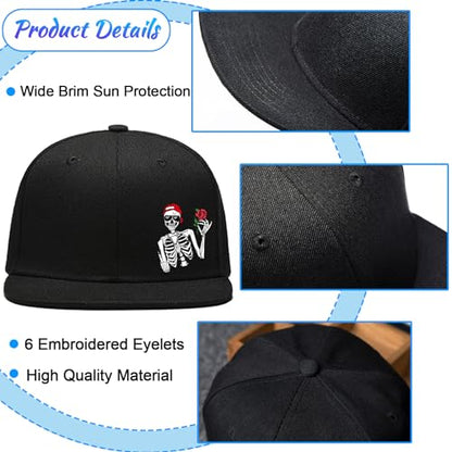 Flat Bill Hats for Men Black Snapback Hats for Men Adjustable Baseball Cap Fitted Cool Hip Hop Hat - color: Cool Skull