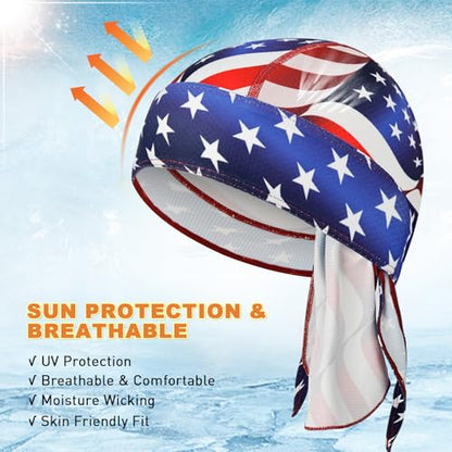 YANIKY Bandanas Skull Caps for Men, Women Skull Cap Helmet Liner Dew Rags - color: Colorful American Flag