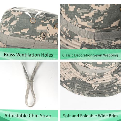 Rosoz Sun Hats for Men Women Bucket Hat UPF Protection Wide Brim Boonie Hat - color: 1pack-light Gray Digital
