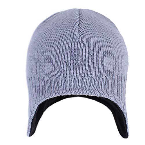 Connectyle Men's Knit Winter Hat with Ear Flaps Fleece Lined Beanie Warm Knitted Skull Cap Beanies Watch Hat - color: Light Grey