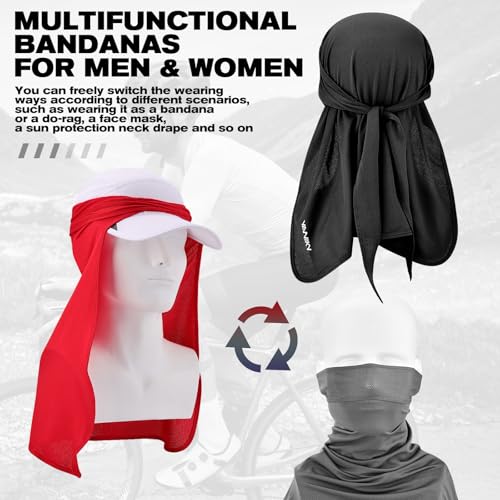 YANIKY Bandanas Skull Cap for Men Women 3-in-1 Breathable Neck Drape Do Rag - color: Black+gray