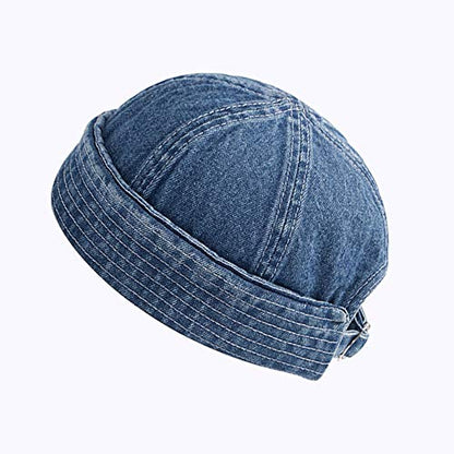 jerague Beanie Hat for Men Women Brimless Cuffed Hat Skullcap Watch Cap Adjustable - color: Blue