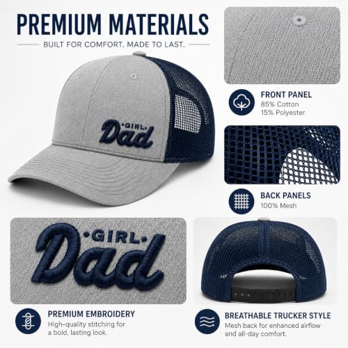 Wishper Studio Embroidered Baseball Cap for Women Men, Cotton Hat with Adjustable Velcro, Minimalist Animal Embroidery - color: Heather Gray/Navy Blue
