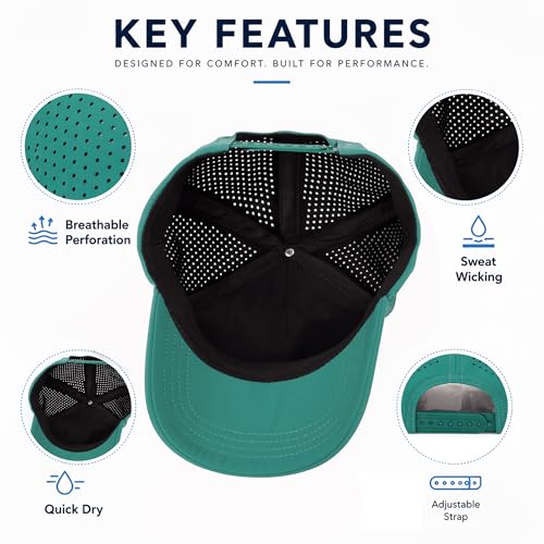 HH HOFNEN Quick Dry Baseball Cap Mesh Snapback Hat Golf Ball Cap Men Women - color: Tealgreen