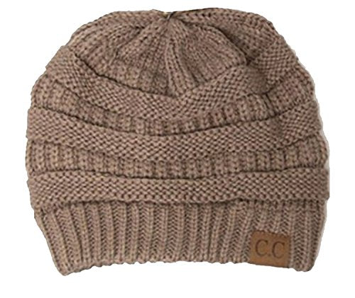 Charcoal Grey Thick Slouchy Knit Oversized Beanie Cap Hat,One Size,Taupe