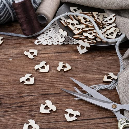 40pcs Wooden Hat Pom Poms Buttons, 20mm Removable Knitted Hat Love Button, Heart Shape Faux Fur Fastener Sewing Accessories for Crochet Knitting Beanies- Light Brown(C) - color: Light Brown-C-40pcs