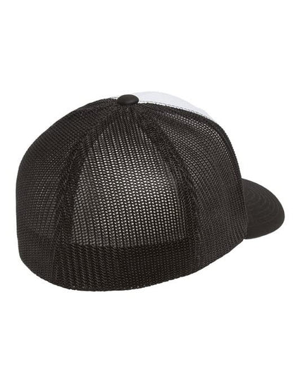 Mrlahat 6511 Flexfit Trucker Mesh One Size Fitted Cap 6 Panels with Black Bandana - color: Black/White/Black