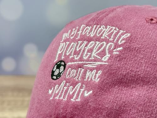 Adjustable Embroidery Hat for Men Women, Gift Baseball Cap for Adult - color: Soccer Mimi (Washed Pink)