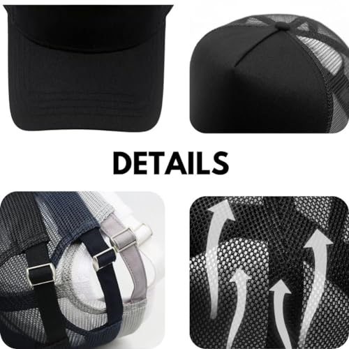 Oversize XXL Mesh Trucker Hat for Men Big Head High Crown Baseball Cap - color: Black