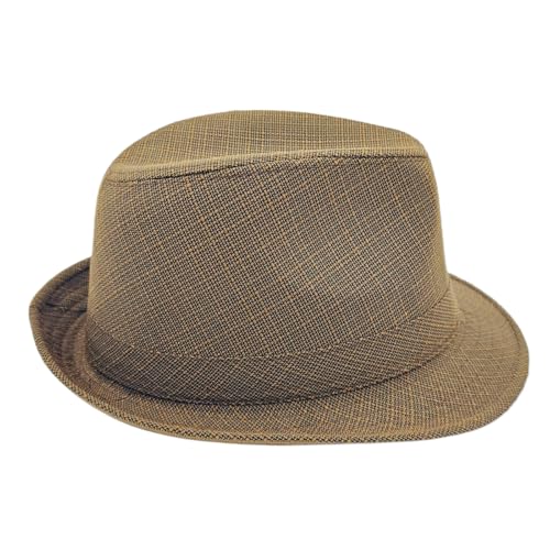 Men's 20s Trilby Fedora Short Brim Panama Hat Unisex Casual Jazz Cap - color: Khaki, size: Large-X-Large