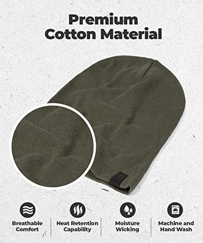 Warm Slouchy Beanie Hat - Deliciously Soft Daily Beanie in Fine Knit - color: Army Green