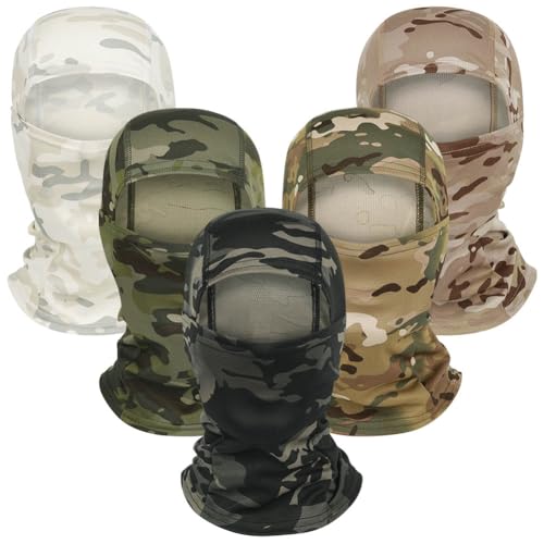 Camo Balaclava Ski Mask UV Face Cover for Motorcycle Hunting - color: Camo Color-5pcs