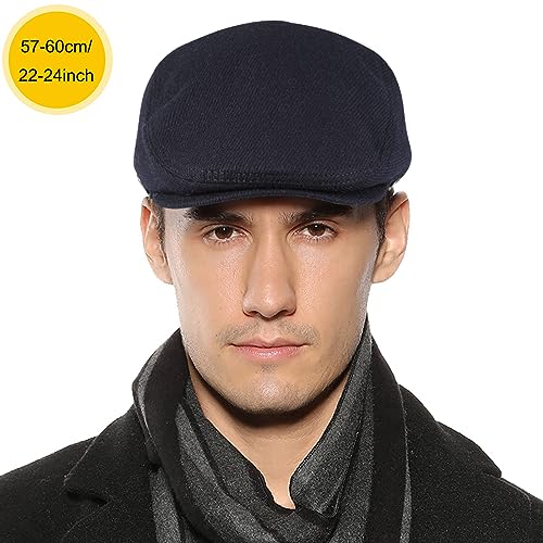 Sumolux Mens Newsboy Hat Flat Cap Gatsby Lvy Irish Hats Driving Cabbie - color: C Navy Blue