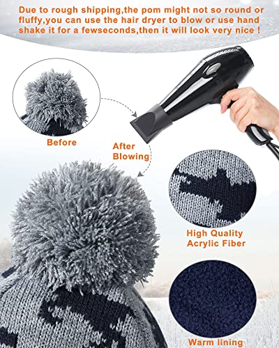 SATINIOR Winter Toddler Boys Hat Dinosaur Warm Mittens Scarf Set Pompom Baby Beanie Knitted Baby Hat Scarf Gloves Earflaps - color: Modern Color