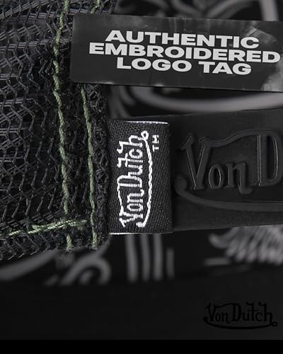 Von Dutch Unisex Velvet Trucker Hat, Curved Bill, Mesh Back, Snapback - color: Olive