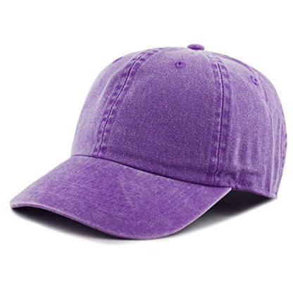 The Hat Depot 100% Cotton Pigment Dyed Low Profile Dad Hat Six Panel Cap - color: 1. Purple