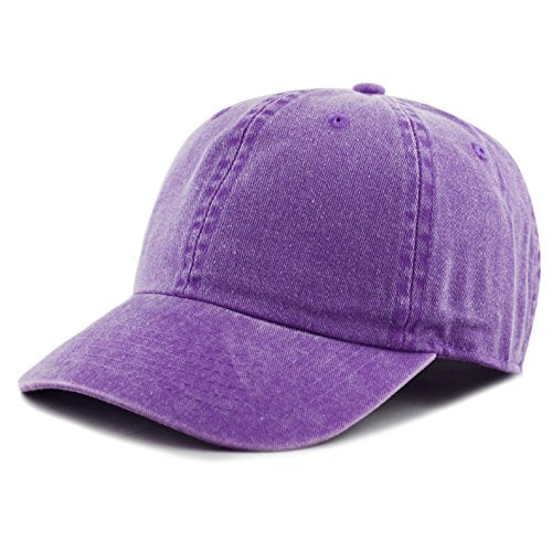 The Hat Depot 100% Cotton Pigment Dyed Low Profile Dad Hat Six Panel Cap - color: 1. Purple
