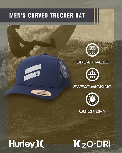 Hurley Mens Lightweight Poly Mesh Back Curved Bill Cap Trucker Hat - color: Navy Obsidian