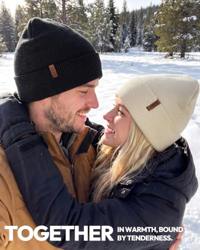 Beanie for Men Women, Winter Double Layer Warm Hat Skull Cap - color: Beige+dark Grey+black