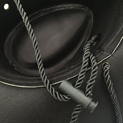 Men's Outback Faux Felt Wide Brim Western Cowboy Hat - color: Black