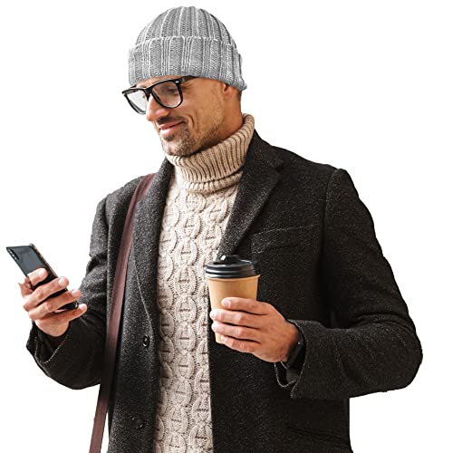TINKUY Peru Alpaca Wool Blend Cuffed Beanie Hat for Men and Women, Warm Winter Knit Cap, Handmade in Peru, Unisex One Size - color: Gray Light