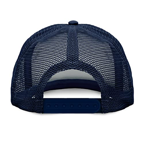 DALIX Flat Billed Trucker Hat Mesh Back S M L Adjustable Cap Solid Two Toned Snapback - color: Navy Blue, size: One Size