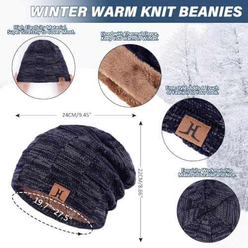 FZ FANTASTIC ZONE Men's Winter Beanie Hats Neck Warmer Warm Infinity Scarf - color: Navy Blue