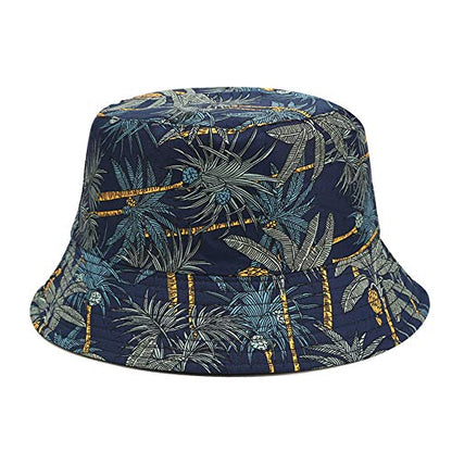 Umeepar Unisex Reversible Packable Bucket Hat Sun Hat for Men Women - color: Banana Tree Dark Blue