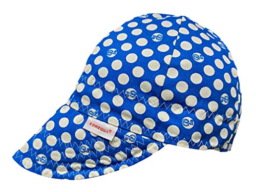 Comeaux Caps Blue Polka Dot Reversible Welding Cap | 100% Cotton, Durable Work Hat for Men & Women - size: 8