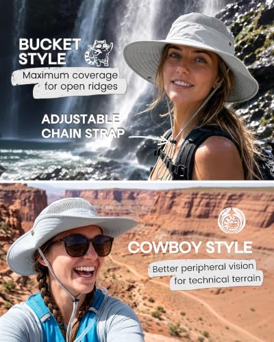 FURTALK Sun Hats for Women UV Protection Wide Brim Ponytail Hiking Hat - color: Grey