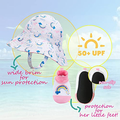 PEAK 2 PEAK Baby Boys & Girls Swim Hat & Booties Set, UPF 50+ Sun Protection, 0–12 Months