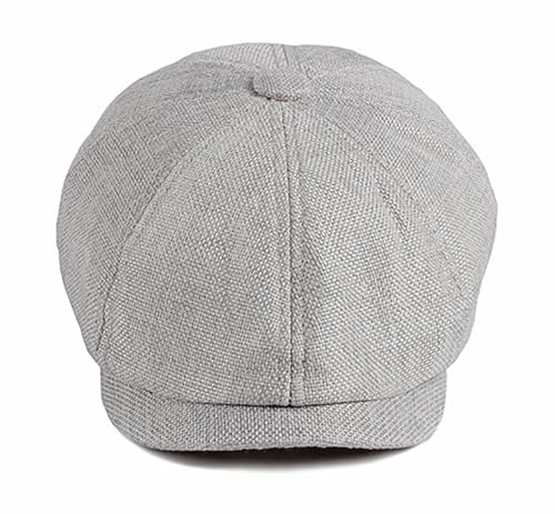 Newsboy Cap for Men 8 Panel Vintage Cabbie News Flat Gatsby Mens Hats Adjustable Linen Mens Hats - color: Light Gray