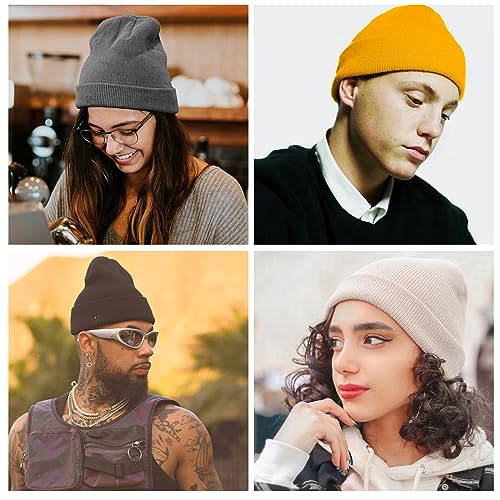 ZOORON Beanie for Men Women Warm Winter Hat Unisex Soft Knit Cuffed Beanie - color: Navy