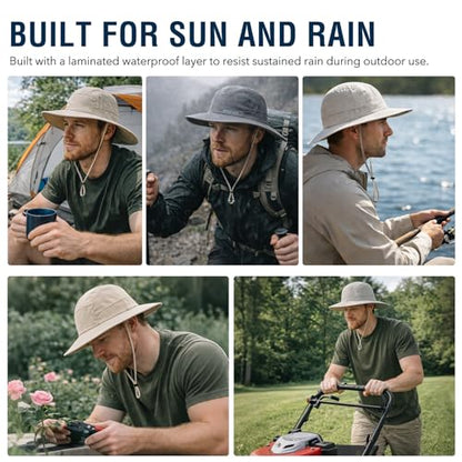 XL/XXL Waterproof Mens Sun Hat Wide Brim UPF 50+ Bucket Hat - color: Dark Grey, size: Medium-Large