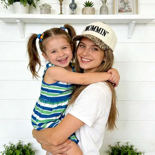Womens Trucker Hat|Best Mom Ever Embroidery Adjustable Hat for Women from Daughter Son - color: Beige/Leopard Print5