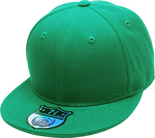 KBETHOS® Original 6 Panel Flat Brim True-Fit Fitted Cap - color: Kelly Green, size: 8