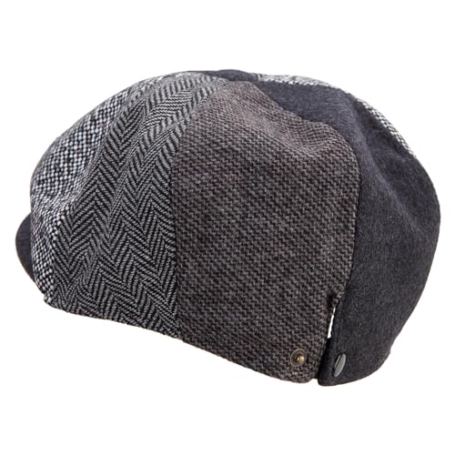 Jeanne Simmons Men's 8 Panel Patch Work Newsboy Cap - color: Grey, size: Large